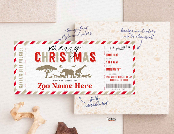 Zoo Trip Ticket Template, Surprise Zoo Trip Gift Voucher - Digital Download