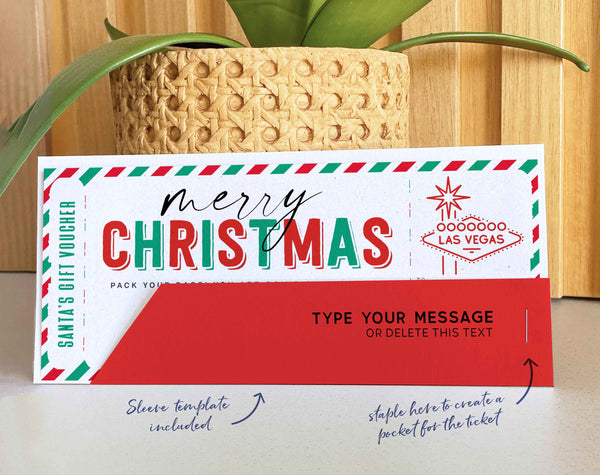 Christmas Las Vegas trip ticket Template - Digital Download