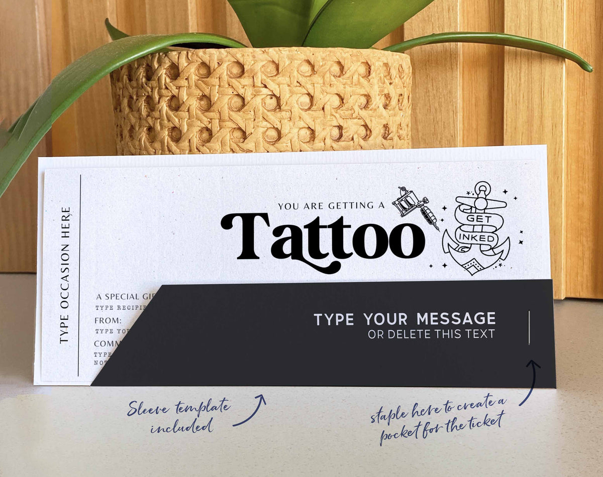 Tattoo Gift Voucher Template , Tattoo Gift idea Digital Download