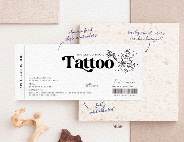 Tattoo Gift Voucher Template , Tattoo Gift idea - Digital Download