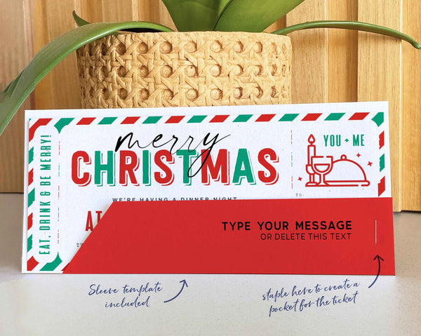 Christmas Dinner Night Gift Voucher Certificate, Date Night Coupon - Digital Download