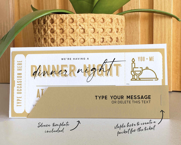 Dinner Night Gift Voucher Certificate, Date Night Coupon