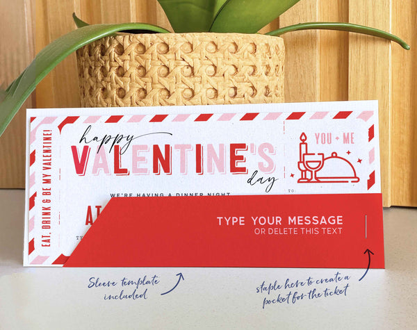 Valentine's Day Gift Dinner Night Gift Voucher Certificate, Date Night Coupon - Digital Download