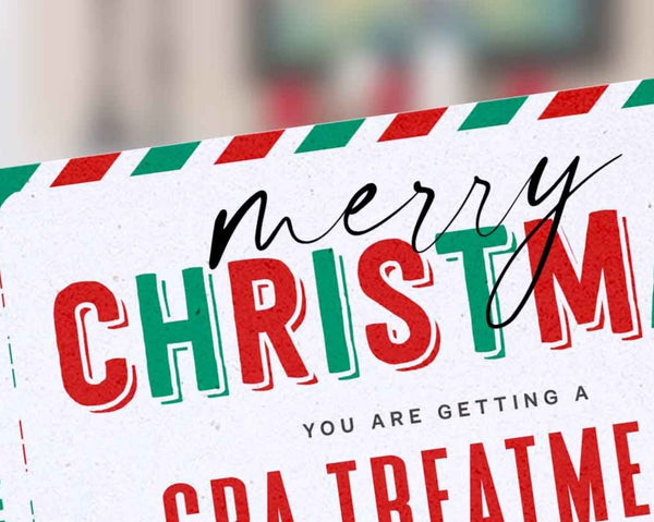 Christmas Spa Gift Voucher Certificate Ticket Template, Massage Coupon - Digital Download