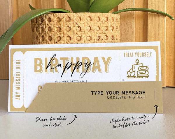 Spa Gift Voucher Certificate Ticket Template, Massage Coupon - Digital Download
