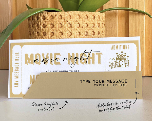 Surprise Movie Night Gift Ticket Template, Family Movie Night Coupon