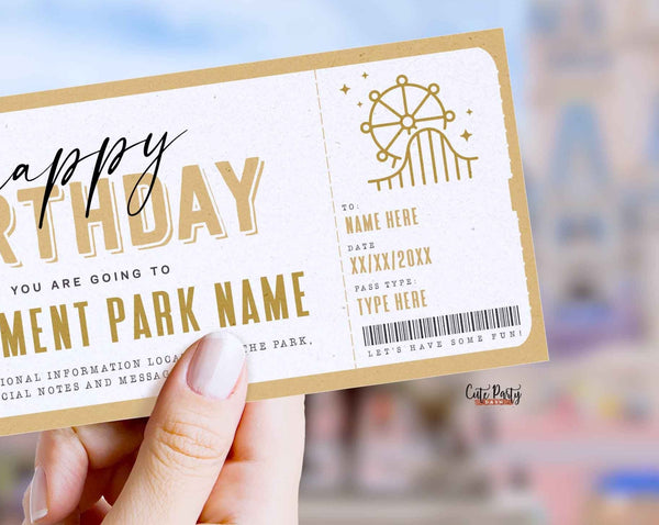 Disney Amusement Park Theme Park Ticket Gift - Digital Download