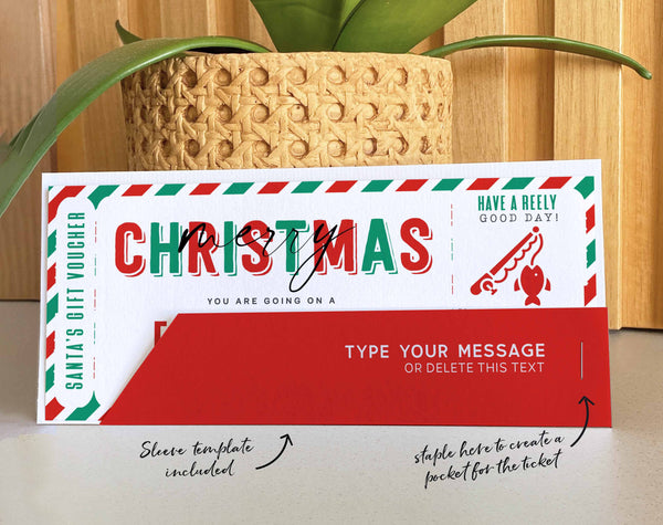 Christmas Fishing Trip Gift Ticket, Fishing Pass Ticket Gift - Digital Download
