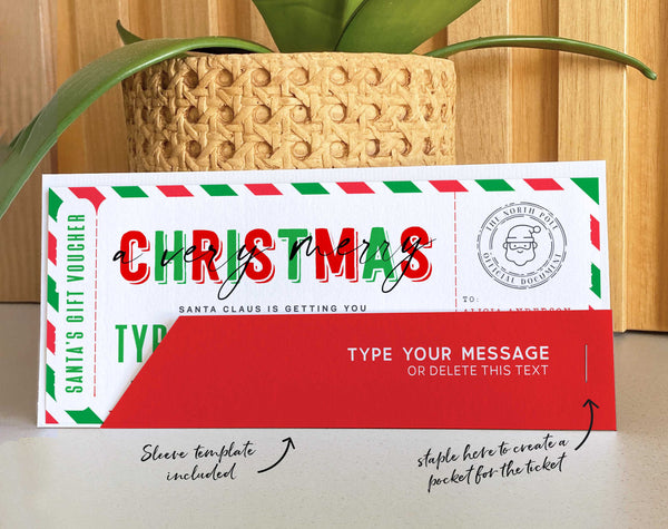 Christmas Santa Gift Voucher Template for Kids - Digital Download