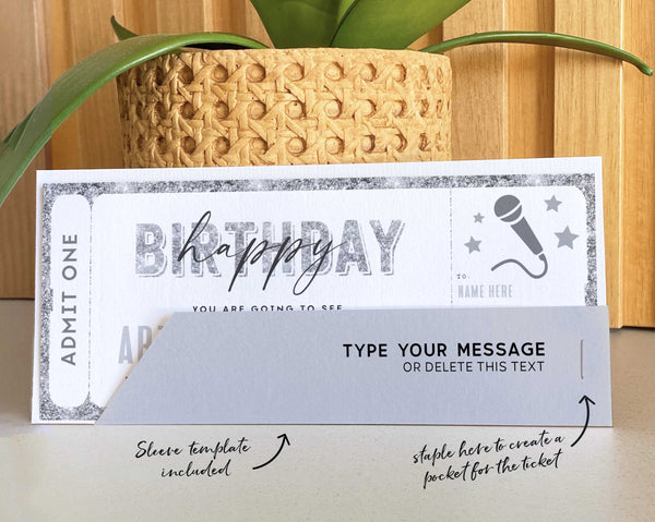 Birthday Gift Concert Ticket Template, Editable Surprise Concert Voucher - Digital Download