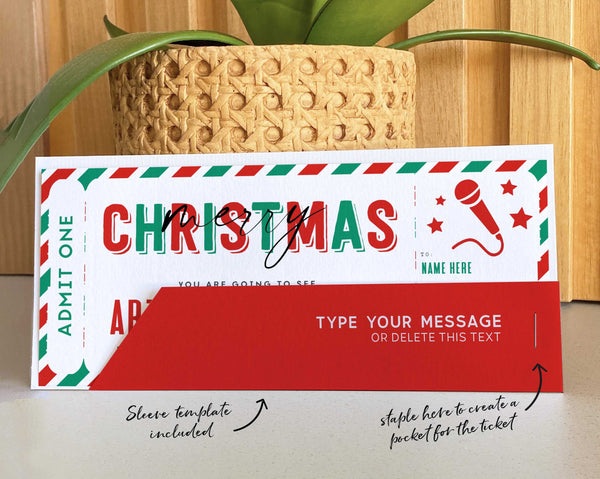 Christmas Gift Concert Ticket Template, Editable Surprise Show Voucher - Digital Download