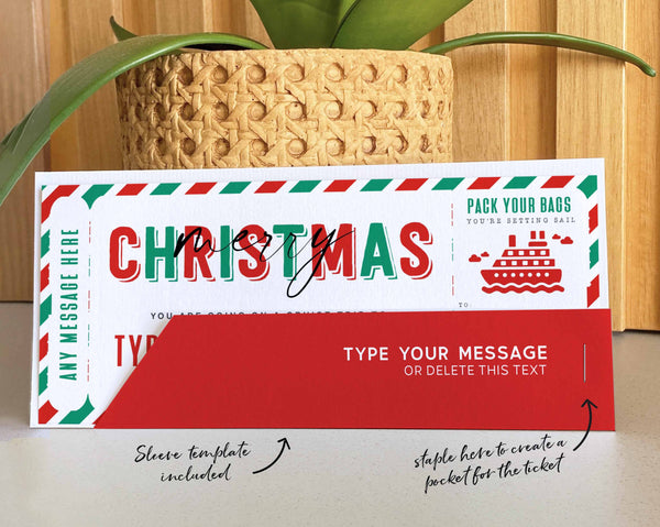 Christmas Cruise Boarding Pass Vacation Ticket Gift Voucher - Digital Download