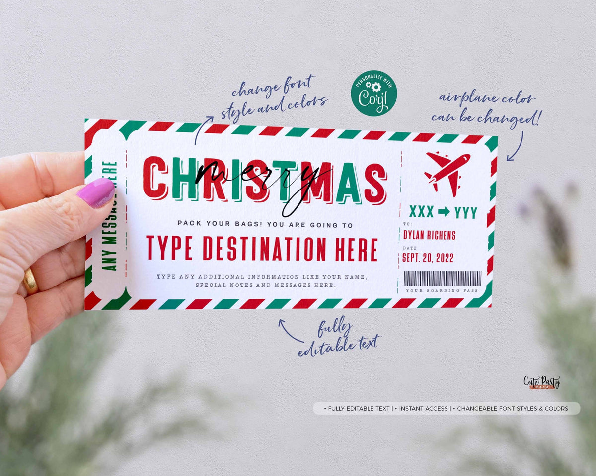 Christmas Boarding Pass Template Editable Holiday Gift Ticket Digit christmas-boarding-pass-template-editable-holiday-gift-ticket-digit