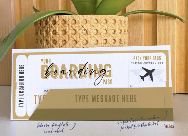 Editable Boarding Pass Surprise Fake Airline Ticket - Digital Download
