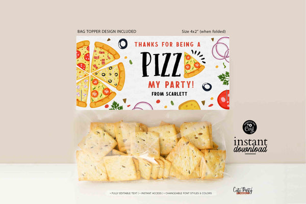 Editable Pizza party food cards, Place Card, Tent Card - Instant Download