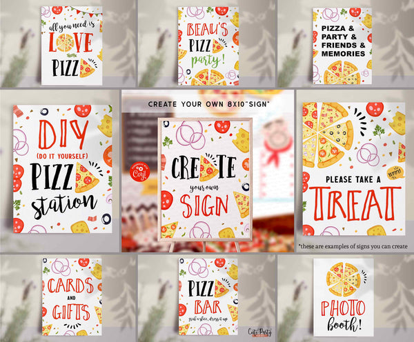 Pizza Party Birthday Party signage