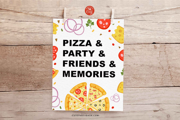 Pizza party Birthday Signs, Editable Printable Party signage - Instant Download