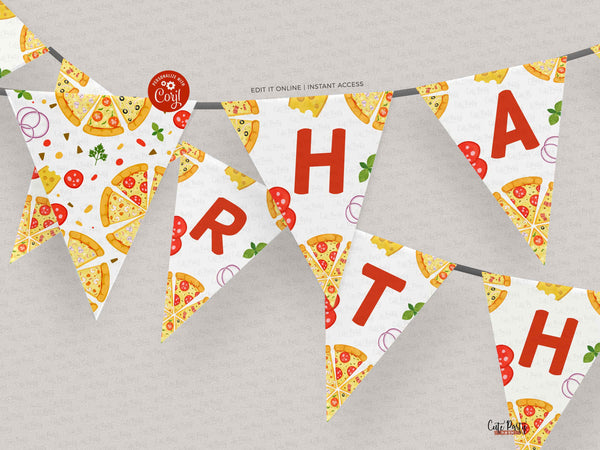 Pizza Party Birthday Party wall banner