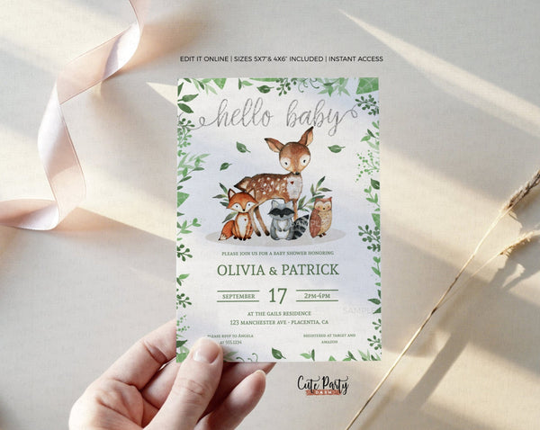 Woodland Baby Shower invitation