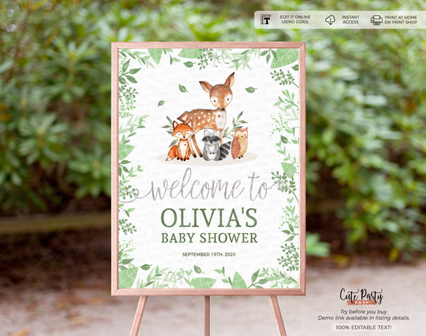 Woodland Baby Shower Books for the Baby Card - Digital Download