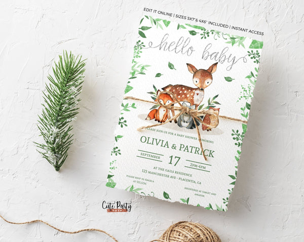 Woodland Baby Shower invitation