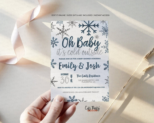 Baby It's Cold Outside Baby Shower Invitation Boy - Digital Download