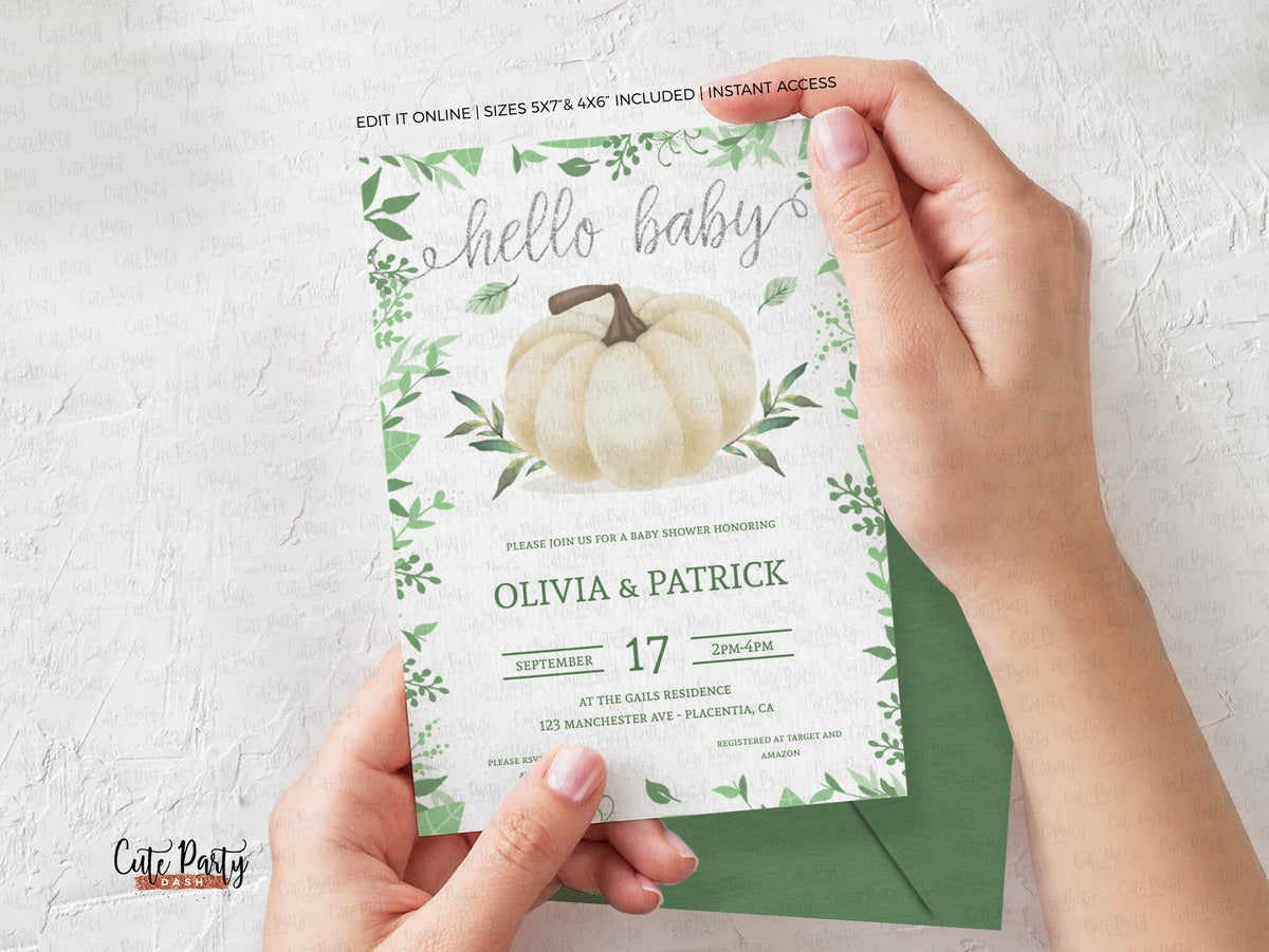 Pumpkin baby shower sales invites