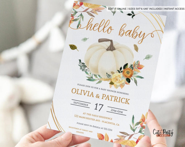 A Little Pumpkin is on The Way Baby Shower Invitation