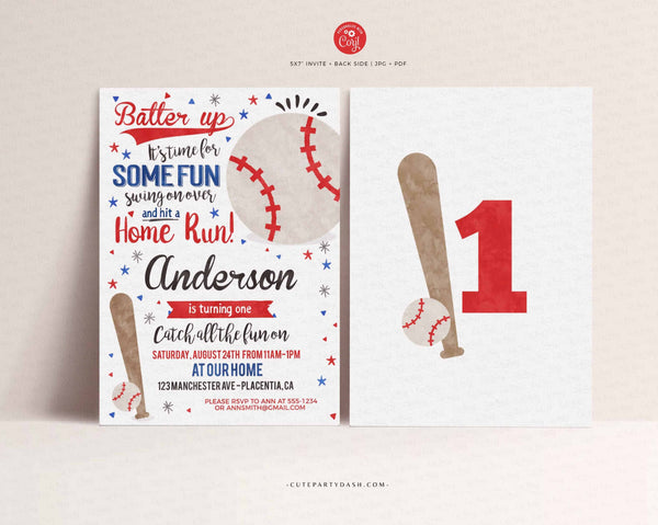 Editable Baseball Birthday Party invitation - Instant Download