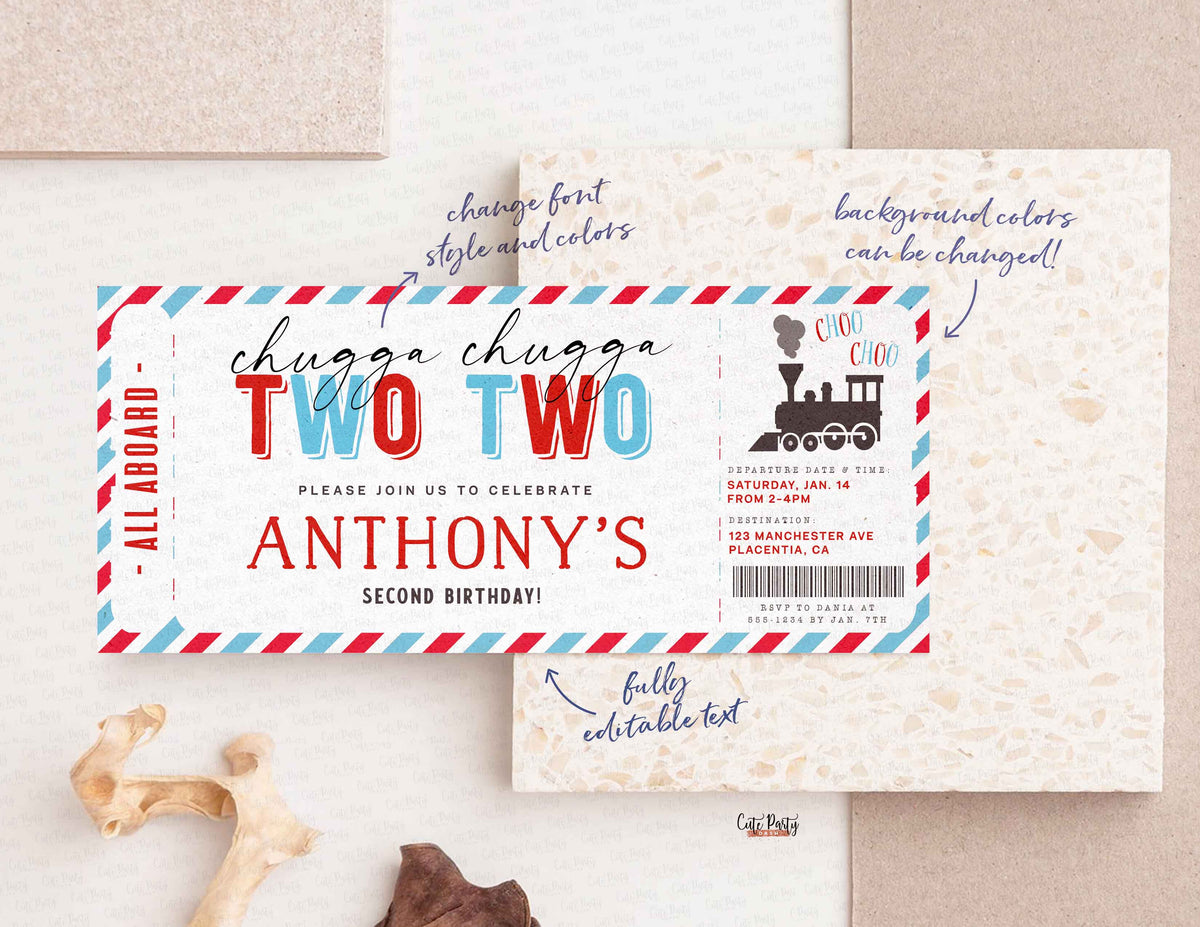 Train Ticket Birthday Invitation