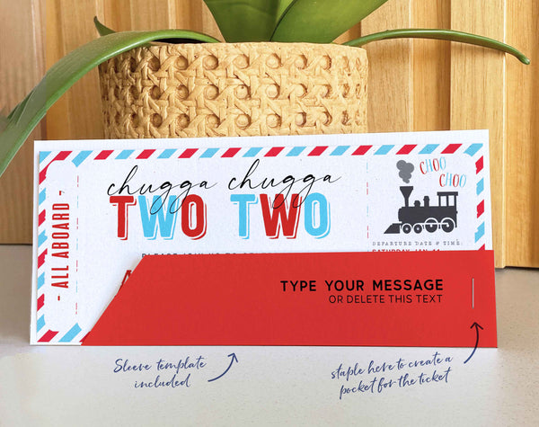 EDITABLE Chugga Chugga Choo choo Train Birthday Party ticket invitation - Instant Download