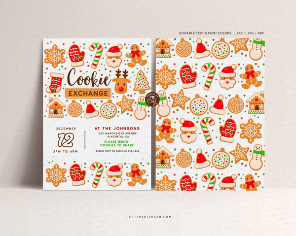 Christmas Cookie Exchange Invitation, Cookie Exchange Party Digital Invite by CutePartyDash.com