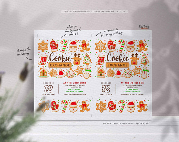 Christmas Cookie Exchange Invitation, Cookie Exchange Party Digital Invite by CutePartyDash.com