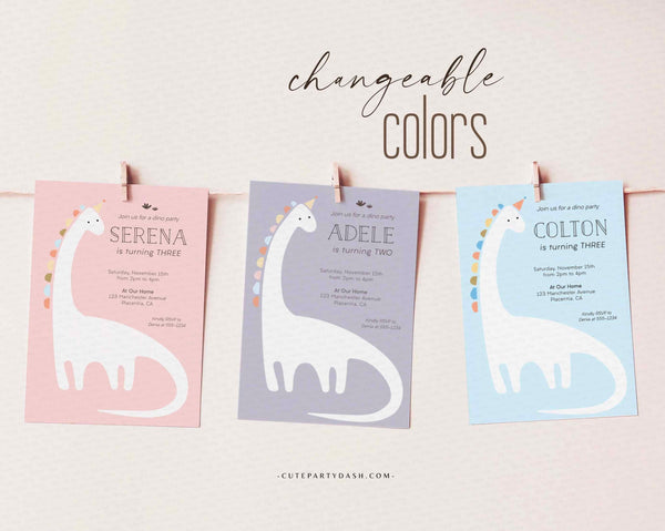 Minimalist Dinosaur Birthday Girl Invitation, Dinosaur party invite Template - Digital Download