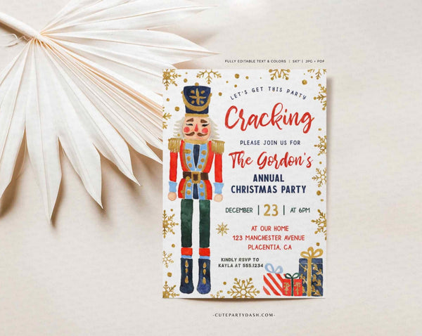 Editable Nutcracker Christmas Party Invitation - Digital Download