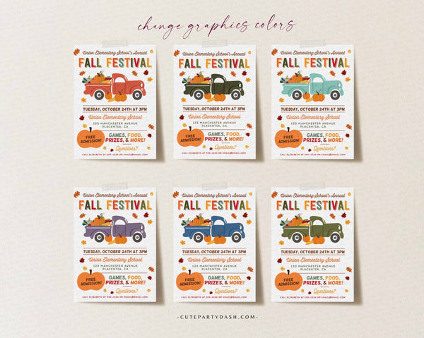 EDITABLE Fall Festival Invitation, Fall Festival Fall Harvest Flyer, Halloween Community Fundraiser Event, School Pto 396 INSTANT DOWNLOAD