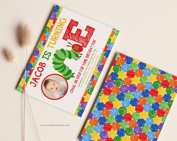 The Very Hungry Caterpillar First Birthday Party Invitation - Instant Download