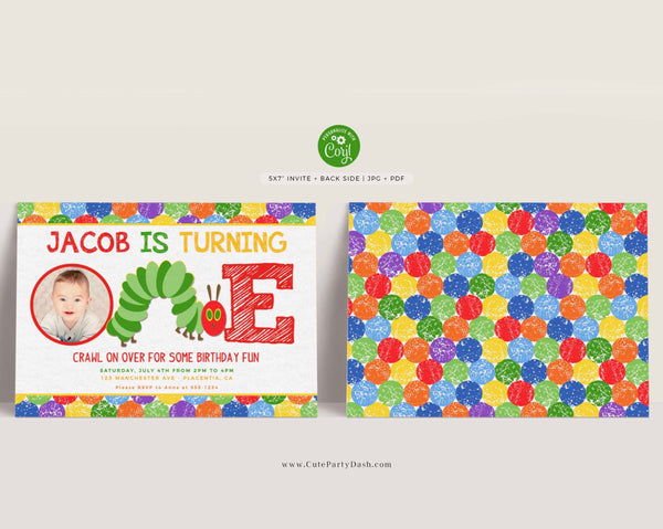 The Very Hungry Caterpillar First Birthday Party Invitation - Instant Download