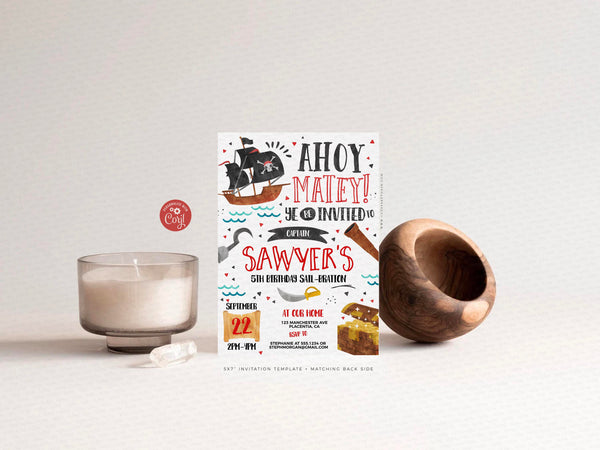 Pirate Birthday Party invitation - Digital Download