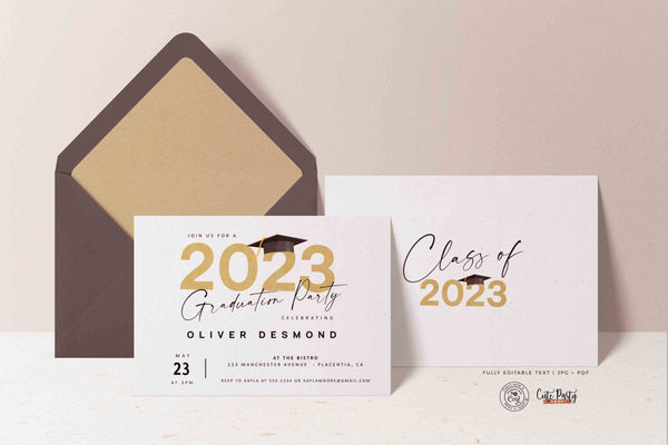 EDITABLE Graduation Party invitation Template, Modern Graduation Invite, Printable Grad cap Invitation - Instant Download