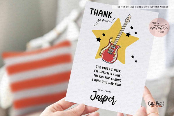 One Rocks Baby 1st Birthday Printable Invitation - Instant Download