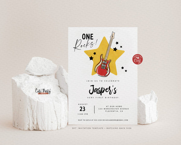 One Rocks Baby 1st Birthday Invitation - Digital DownloadOne Rocks Baby 1st Birthday Invitation - Digital Download
