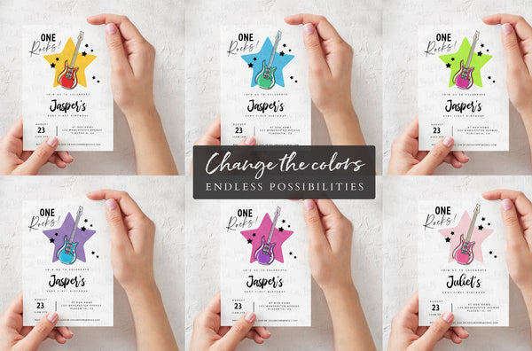 One Rocks Baby 1st Birthday Printable Invitation - Instant Download