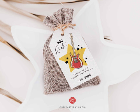 One Rocks Baby 1st Birthday Favor tags, Modern Rocked One Year Birthday party 