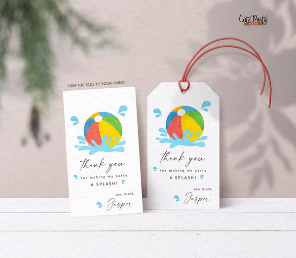 Pool Party Birthday Gift Tag - Digital Download