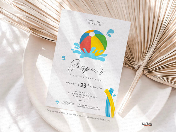 Pool Party Birthday Gift Tag - Digital Download