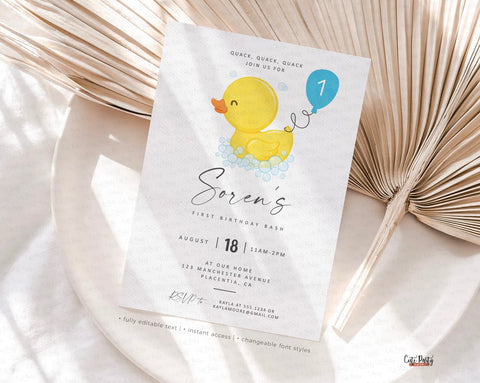 Rubber Duck birthday Party invitation
