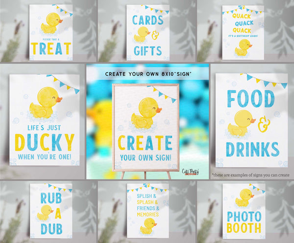 Rubber Duck First birthday Party invitation- Instant Download
