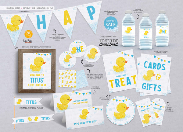 Rubber Duck birthday Party invitation- Instant Download
