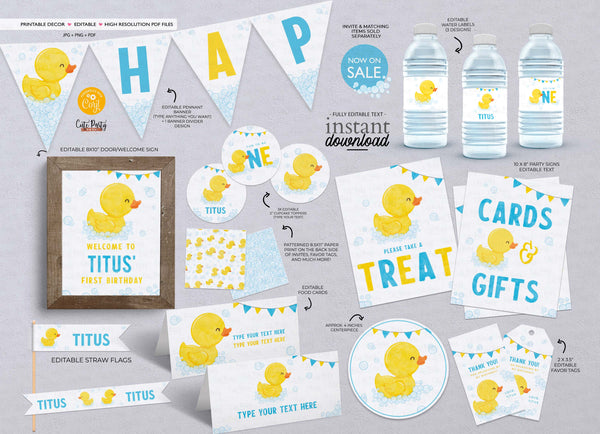 Rubber Duck Birthday Party Decorations - Digital Download